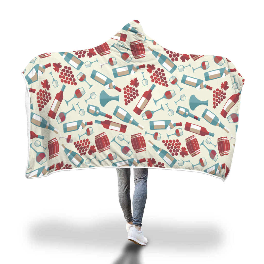 Cozy Wine Themed Hooded Blanket 1