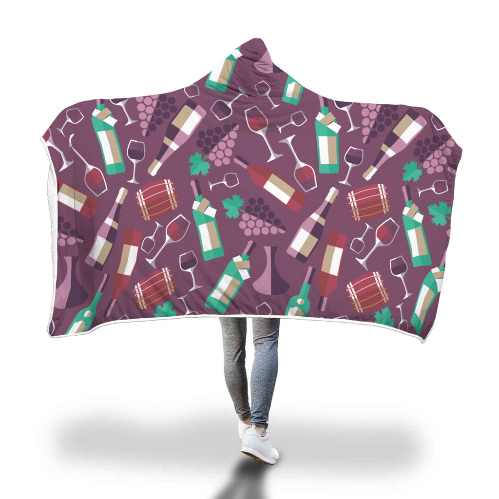 Cozy Wine Themed Hooded Blanket 2