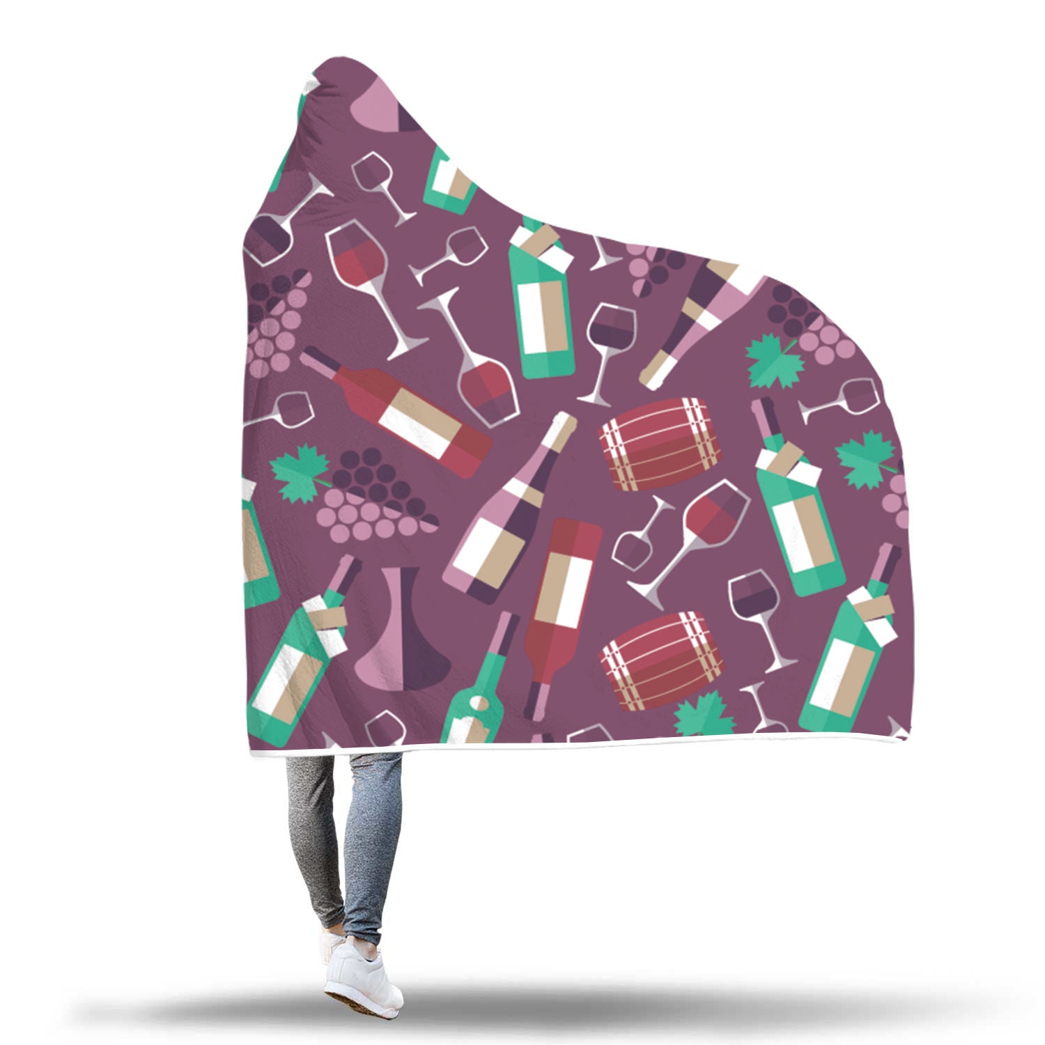 Cozy Wine Themed Hooded Blanket 2