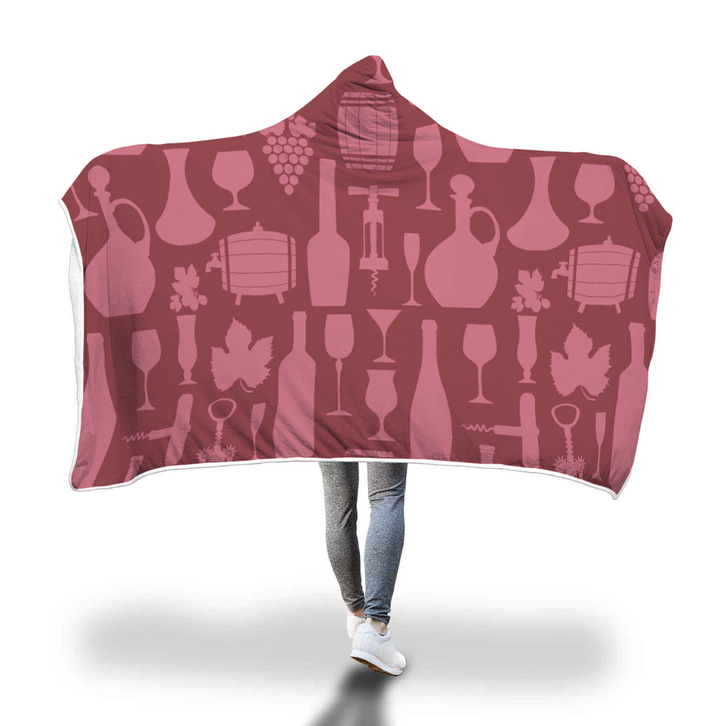 Cozy Wine Themed Hooded Blanket 4