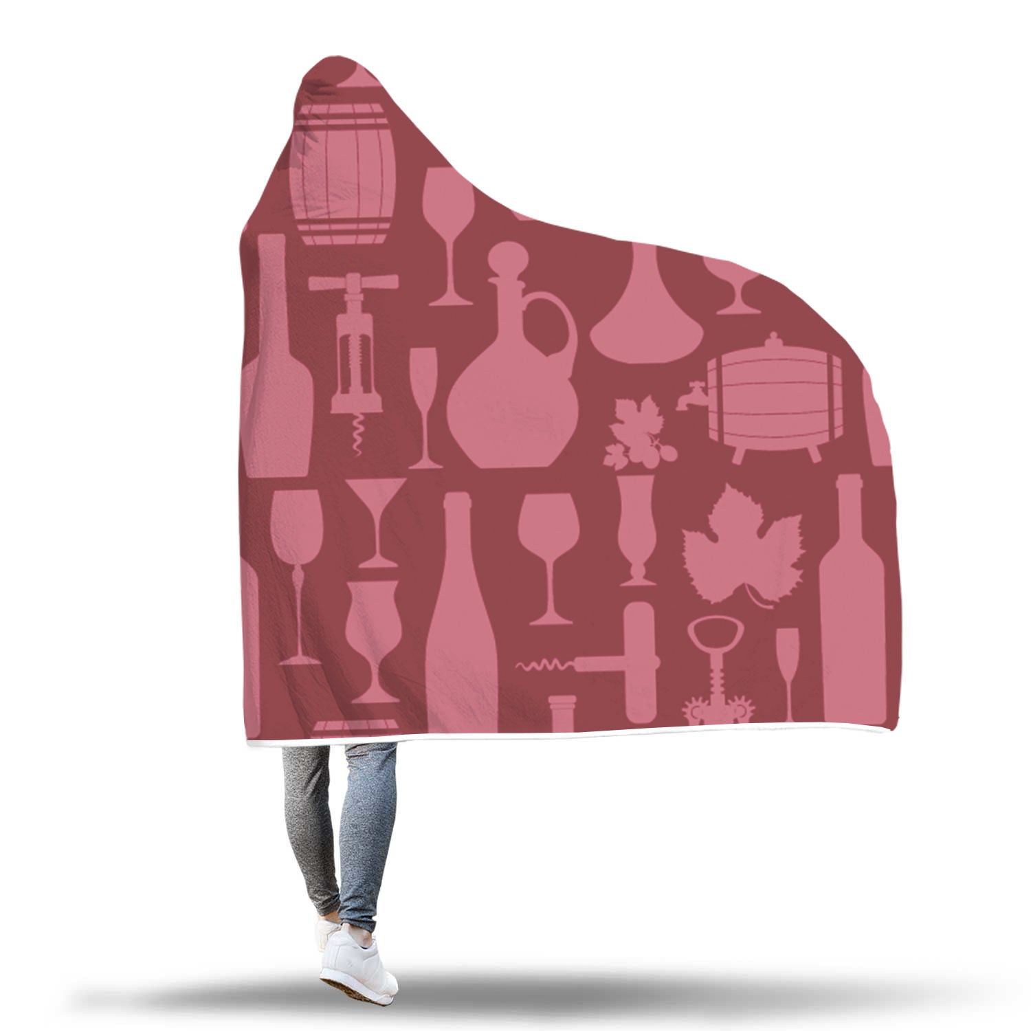 Cozy Wine Themed Hooded Blanket 4