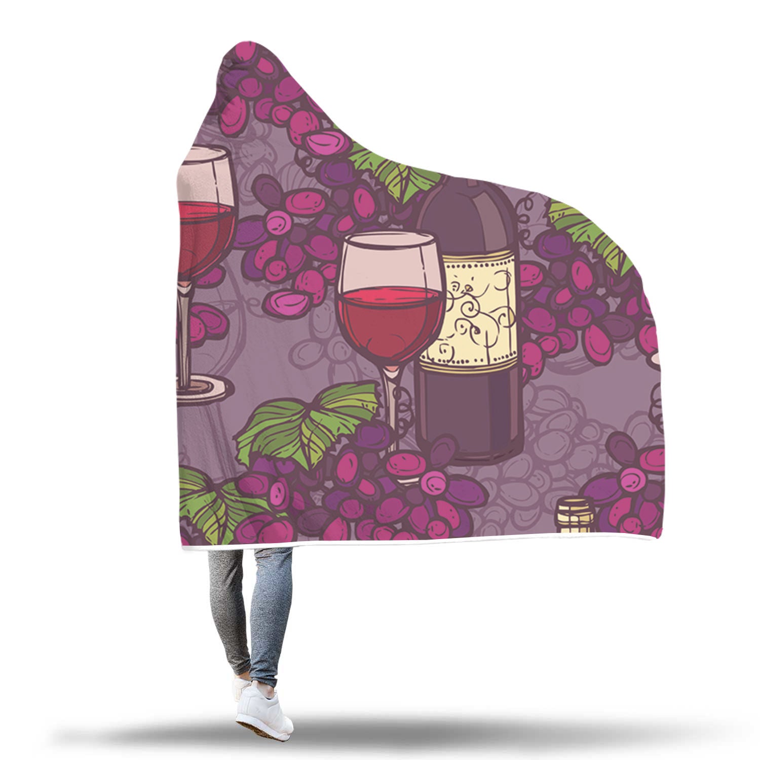 Cozy Wine Themed Hooded Blanket 5