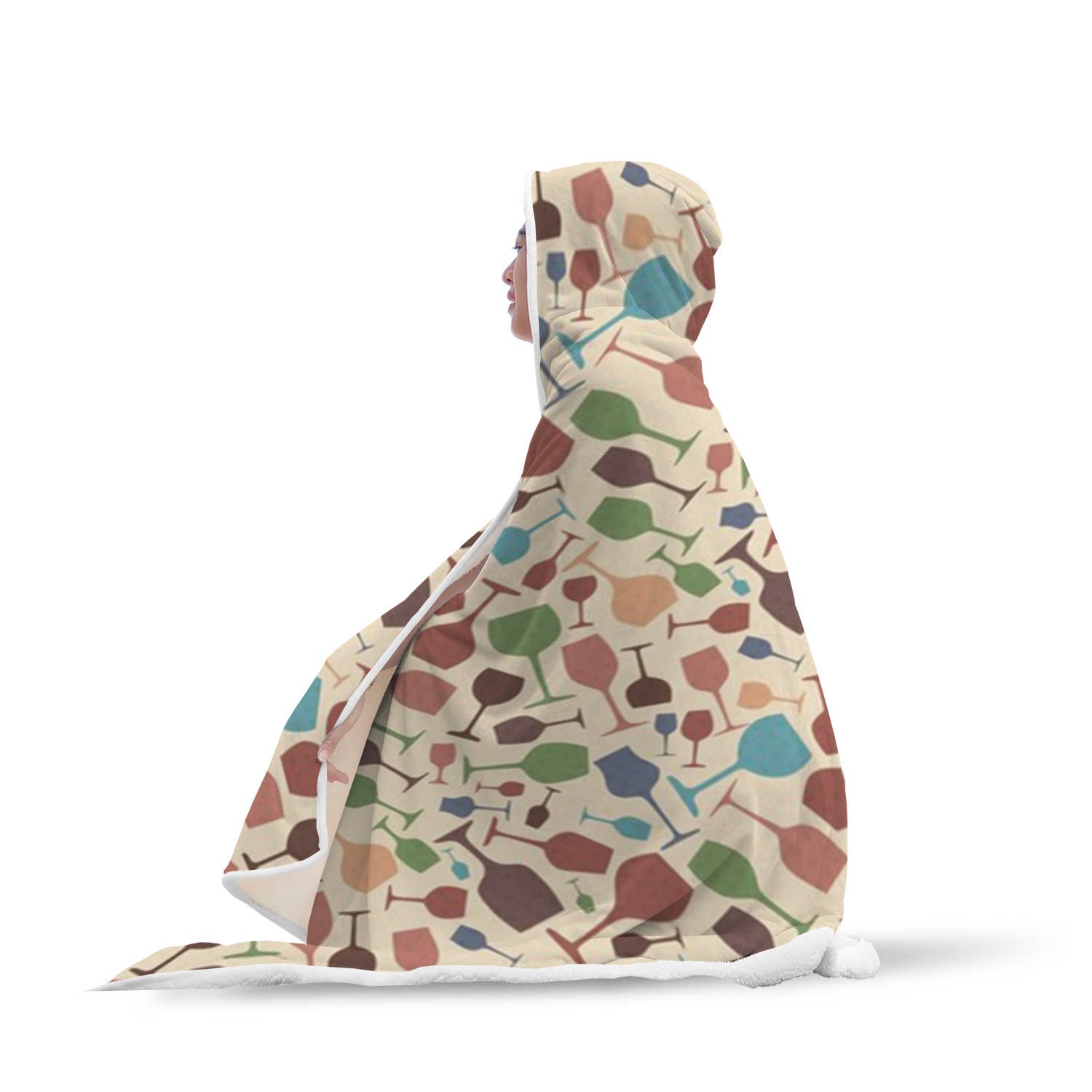 Cozy Wine Themed Hooded Blanket 7