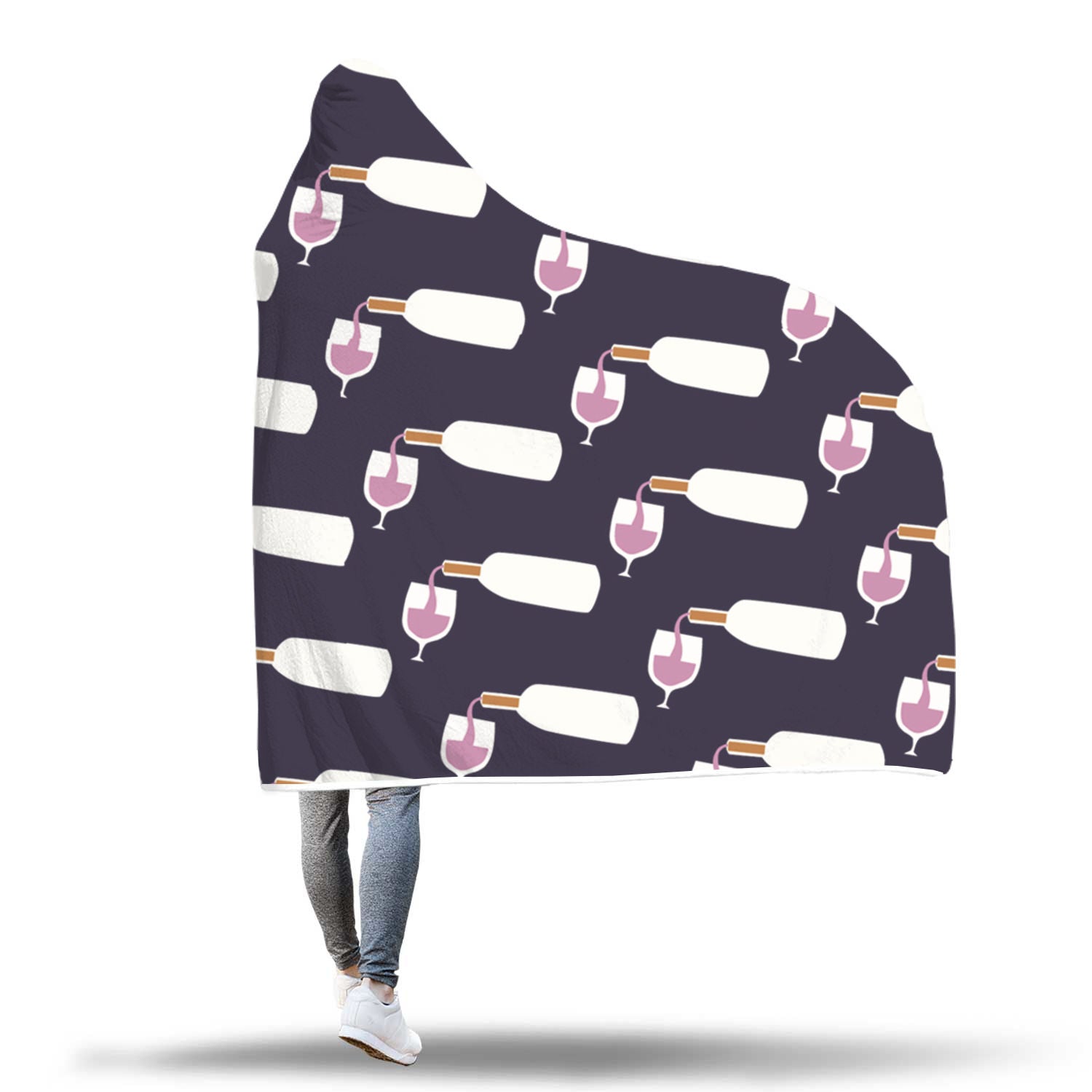 Cozy Wine Themed Hooded Blanket 8