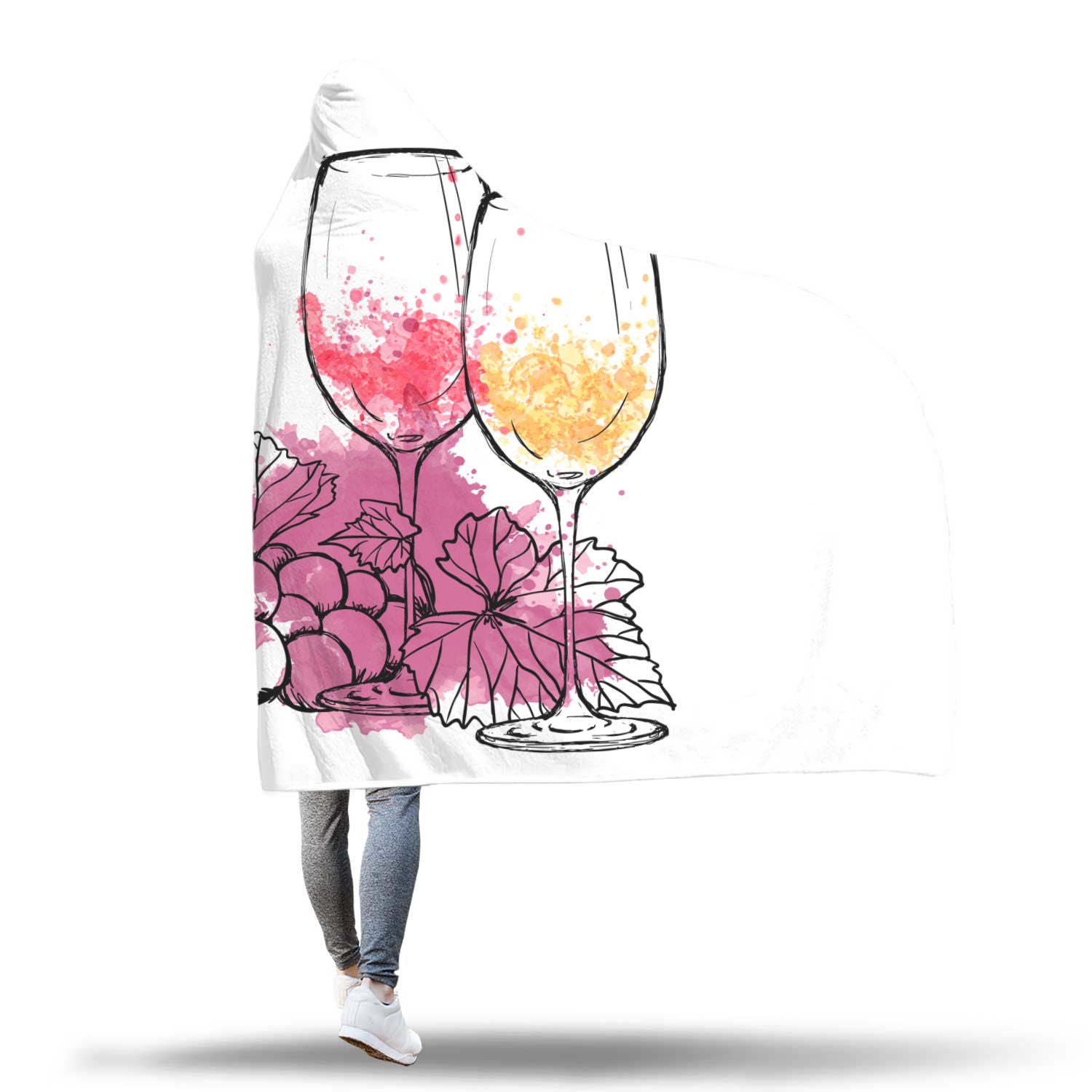 Cozy Wine Themed Hooded Blanket 9